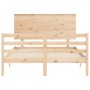 Bed frame with solid wood headboard 140x190 cm by , Beds and slatted bases - Ref: Foro24-3195201, Price: 131,99 €, Discount: %