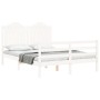 Estructura cama de matrimonio con cabecero madera maciza blanco de , Camas y somieres - Ref: Foro24-3194157, Precio: 173,66 €...