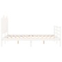 Estructura cama de matrimonio con cabecero madera maciza blanco de , Camas y somieres - Ref: Foro24-3194157, Precio: 173,66 €...