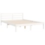 Estructura cama de matrimonio con cabecero madera maciza blanco de , Camas y somieres - Ref: Foro24-3194157, Precio: 173,66 €...