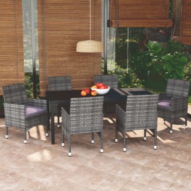 7-teiliges Gartenmöbel-Set mit grauen synthetischen Rattankissen von , Gartensets - Ref: Foro24-3095025, Preis: 643,34 €, Rab...