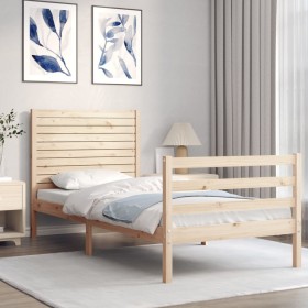 Bed frame with solid wood headboard 100x200 cm by , Beds and slatted bases - Ref: Foro24-3195016, Price: 120,55 €, Discount: %