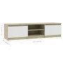 White and oak plywood TV cabinet 140x40x35.5 cm by , TV Furniture - Ref: Foro24-800653, Price: 84,28 €, Discount: %