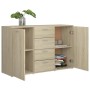 Aparador madera contrachapada color roble Sonoma 120x35x75 cm de , Aparadores - Ref: Foro24-801331, Precio: 162,49 €, Descuen...