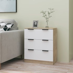 White plywood and Sonoma oak sideboard 60x30x70 cm by , Sideboards - Ref: Foro24-811075, Price: 85,99 €, Discount: %