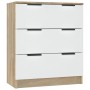 Aparador madera contrachapada blanco y roble Sonoma 60x30x70 cm de , Aparadores - Ref: Foro24-811075, Precio: 85,95 €, Descue...