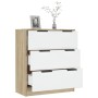 Aparador madera contrachapada blanco y roble Sonoma 60x30x70 cm de , Aparadores - Ref: Foro24-811075, Precio: 85,95 €, Descue...