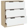 Aparador madera contrachapada blanco y roble Sonoma 60x30x70 cm de , Aparadores - Ref: Foro24-811075, Precio: 85,95 €, Descue...