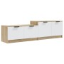 White and oak plywood TV cabinet 158.5x36x45 cm by , TV Furniture - Ref: Foro24-811489, Price: 96,21 €, Discount: %