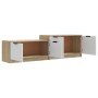 White and oak plywood TV cabinet 158.5x36x45 cm by , TV Furniture - Ref: Foro24-811489, Price: 96,21 €, Discount: %