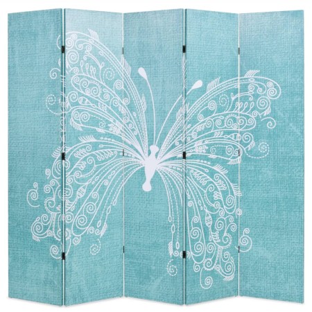 Biombo divisor plegable 200x170 cm mariposa azul de vidaXL, Divisores de ambientes - Ref: Foro24-245887, Precio: 124,56 €, De...