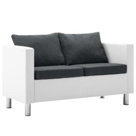 White and Dark Gray Faux Leather 2 Seater Sofa by vidaXL, Sofas - Ref: Foro24-247174, Price: 248,99 €, Discount: %