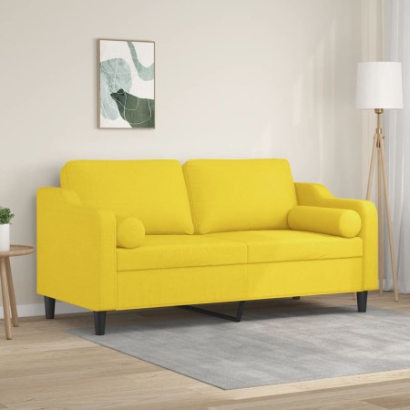 Sofá de 2 plazas con cojines tela amarillo claro 140 cm de , Sofás - Ref: Foro24-3200850, Precio: 229,99 €, Descuento: %