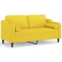 Sofá de 2 plazas con cojines tela amarillo claro 140 cm de , Sofás - Ref: Foro24-3200850, Precio: 229,99 €, Descuento: %