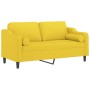 Sofá de 2 plazas con cojines tela amarillo claro 140 cm de , Sofás - Ref: Foro24-3200850, Precio: 229,99 €, Descuento: %