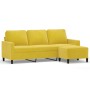 Sofá de 3 plazas con taburete terciopelo amarillo 180 cm de , Sofás - Ref: Foro24-3201061, Precio: 345,78 €, Descuento: %