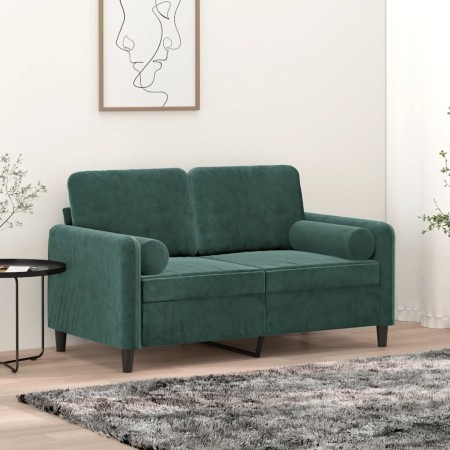 Sofá de 2 plazas con cojines terciopelo verde oscuro 120 cm de , Sofás - Ref: Foro24-3200873, Precio: 249,44 €, Descuento: %