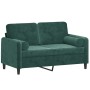 2-Sitzer-Sofa mit dunkelgrünen Samtkissen 120 cm von , Sofas - Ref: Foro24-3200873, Preis: 249,44 €, Rabatt: %