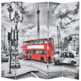 Biombo divisor plegable 200x170 cm bus Londres blanco y negro de vidaXL, Divisores de ambientes - Ref: Foro24-245875, Precio:...