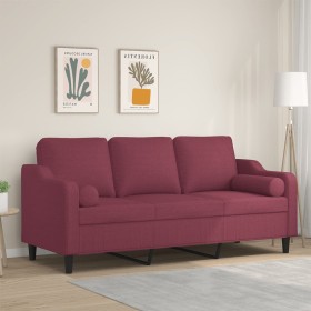 3-seater sofa with red fabric cushions 180 cm by , Sofas - Ref: Foro24-3200859, Price: 325,99 €, Discount: %