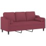 Sofá de 3 plazas con cojines tela rojo tinto 180 cm de , Sofás - Ref: Foro24-3200859, Precio: 325,99 €, Descuento: %