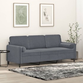 3-seater sofa with dark gray velvet cushions 180 cm by , Sofas - Ref: Foro24-3200892, Price: 260,33 €, Discount: %