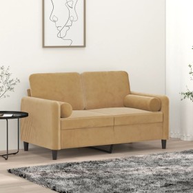 2-seater sofa with brown velvet cushions 120 cm by , Sofas - Ref: Foro24-3200878, Price: 242,99 €, Discount: %