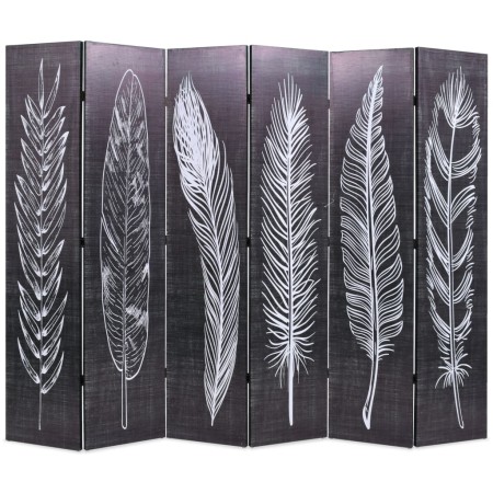 Biombo divisor plegable 228x170 cm plumas blanco y negro de vidaXL, Divisores de ambientes - Ref: Foro24-245892, Precio: 144,...