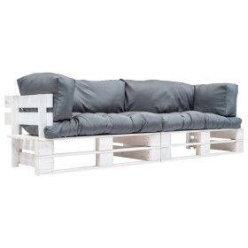 Paletten-Gartensofas, 2 Einheiten, Kissen aus grauem Kiefernholz von , Outdoor-Sofas - Ref: Foro24-277385, Preis: 290,99 €, R...