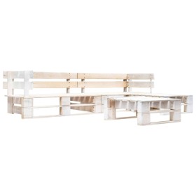 Set de muebles de palés para jardín 4 piezas madera blanco de , Conjuntos de jardín - Ref: Foro24-277391, Precio: 234,33 €, D...