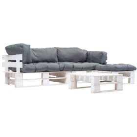 Pallet garden furniture gray cushions green wood 4 pcs by , Garden sets - Ref: Foro24-277393, Price: 398,99 €, Discount: %