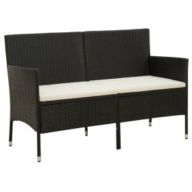 3-seater garden sofa with black synthetic rattan cushions by , Outdoor sofas - Ref: Foro24-318492, Price: 162,99 €, Discount: %