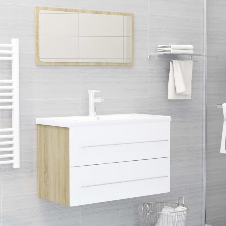 Bathroom furniture set 2 pieces white oak plywood by , Bathroom furniture - Ref: Foro24-804841, Price: 75,38 €, Discount: %