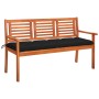 3 seater garden bench solid eucalyptus wood and cushion 150 cm by , garden benches - Ref: Foro24-3061018, Price: 204,38 €, Di...