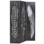 Biombo divisor plegable 120x170 cm plumas blanco y negro de vidaXL, Divisores de ambientes - Ref: Foro24-245889, Precio: 78,2...