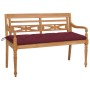 Batavia solid teak wood bench with wine-colored cushion 150 cm by , garden benches - Ref: Foro24-3062205, Price: 294,77 €, Di...