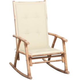 Silla mecedora con cojín bambú de , Sillas de jardín - Ref: Foro24-3063905, Precio: 133,98 €, Descuento: %