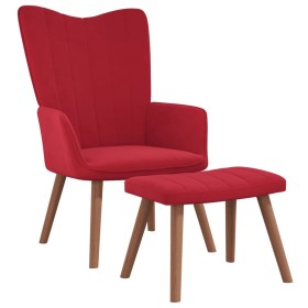 Sillón de relax con taburete terciopelo rojo tinto de , Sillones - Ref: Foro24-327671, Precio: 123,99 €, Descuento: %