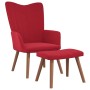 Sillón de relax con taburete terciopelo rojo tinto de , Sillones - Ref: Foro24-327671, Precio: 123,27 €, Descuento: %