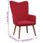 Sillón de relax con taburete terciopelo rojo tinto de , Sillones - Ref: Foro24-327671, Precio: 123,27 €, Descuento: %