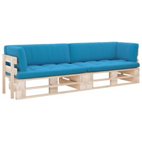 2-Sitzer-Palettensofa mit Kissen aus imprägniertem Kiefernholz von , Gartensets - Ref: Foro24-3066677, Preis: 202,43 €, Rabat...