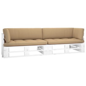 2-Sitzer-Palettensofa mit weiß imprägnierten Kiefernholzkissen von , Gartensets - Ref: Foro24-3066640, Preis: 255,99 €, Rabat...