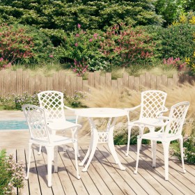 Bistro table and chairs 5 pieces white cast aluminum by , Garden sets - Ref: Foro24-3070609, Price: 663,43 €, Discount: %