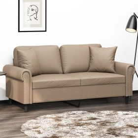 2-seater sofa with cappuccino synthetic leather cushions 140 cm by , Sofas - Ref: Foro24-3200934, Price: 267,99 €, Discount: %