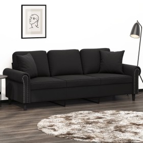 3-seater sofa with black velvet cushions 180 cm by , Sofas - Ref: Foro24-3200960, Price: 311,99 €, Discount: %