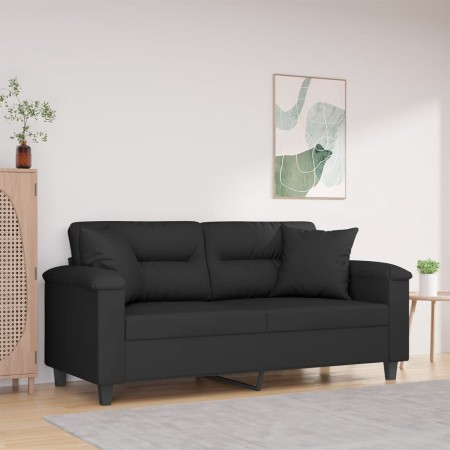 Sofá de 2 plazas con cojines tela de microfibra negro 140 cm de , Sofás - Ref: Foro24-3200974, Precio: 265,99 €, Descuento: %