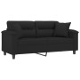 Sofá de 2 plazas con cojines tela de microfibra negro 140 cm de , Sofás - Ref: Foro24-3200974, Precio: 265,99 €, Descuento: %