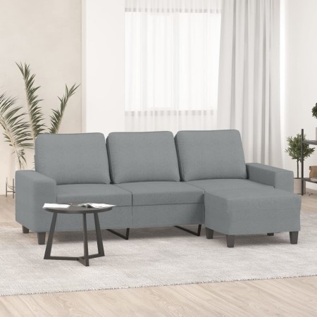 3-Sitzer-Sofa mit Hocker aus hellgrauem Stoff, 180 cm von , Sofas - Ref: Foro24-3201151, Preis: 372,15 €, Rabatt: %