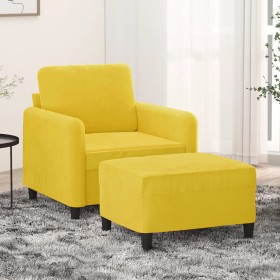 Sillón con taburete terciopelo amarillo 60 cm de , Sofás - Ref: Foro24-3201170, Precio: 197,63 €, Descuento: %