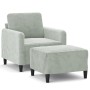 Sillón con taburete terciopelo gris claro 60 cm de , Sofás - Ref: Foro24-3201164, Precio: 223,98 €, Descuento: %